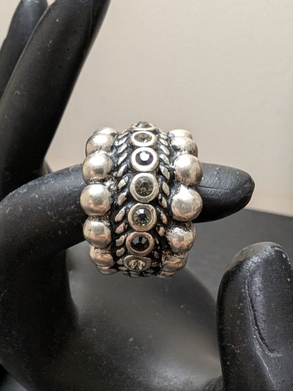 Dyrberg/Kern Danish Designer Crystal Beaded Ion Plated Statement Ring Size 5